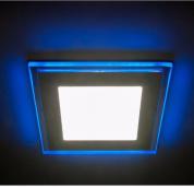 Светодиодный встраиваемый светильник «Двойной свет» LE LED 2BCLS  16W 3\6K  220V 195х30мм  с синей подсветкой.
