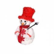 Светодиодная фигура Снеговик  в красном цилиндре 35см