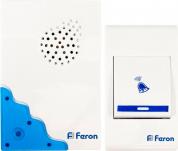 Звонок дверной беспроводной Feron Е-223  Электрический 32 мелодии белый синий с питанием от батареек