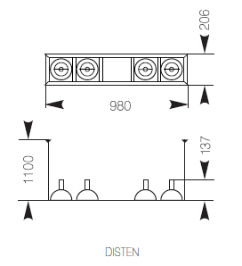 Подвесной светильник с металлогалогенными и галогенными лампами DISTEN 10-02/М 2x70/2x100W цоколь G12/G53 220V IP20