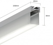 Алюминиевый профиль (подвесной) LUX1911P  2500х20х36мм