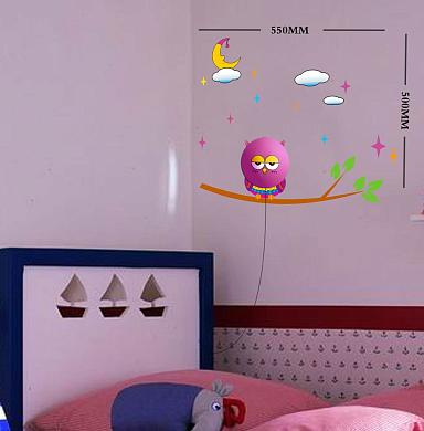 Декоративная наклейка со светильником (Сенсорное управление) (детская серия) Лиловая сова