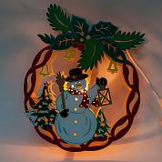 Деревянная светодиодная фигура «Шар со снеговиком» «Шар с Санта-Клаусом» LT068/LT084