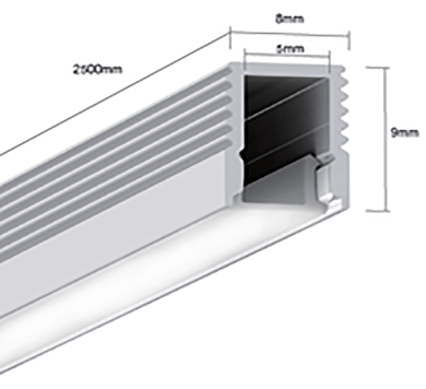 Алюминиевый профиль (подвесной) LUX0709 для однорядной ленты 2500х8х9мм