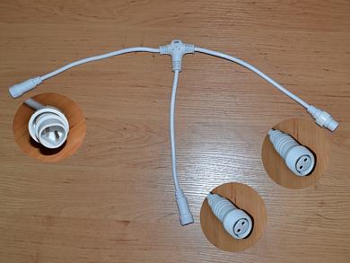 Коннекторы Т-CB3-2W Т-образный для светодиодной продукции (1-папа+2-мама) для светодиодных плиток, прожекторов, труб