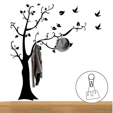 Декоративная наклейка с крючками «дерево»
